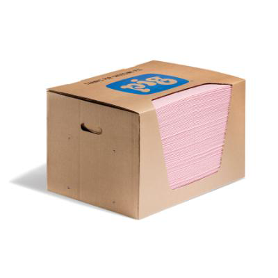 PIG HazMat Chemical Absorbent Pads 38cm x 51cm (Box Of 100) (For Acids & Caustics)