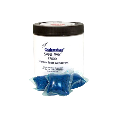 Celeste SANI-PAK SP-77008 Blue Powder Chemical Toilet Deodourant 8gm Packet (Box of 100)